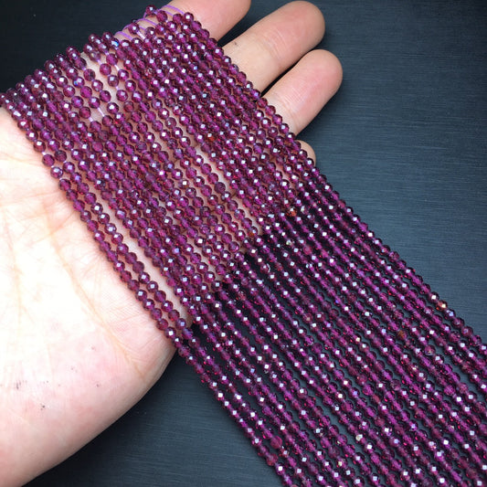 Garnet Faceted Long Chain Multi-Wrap Bracelet