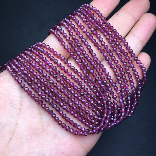 Garnet Faceted Long Chain Multi-Wrap Bracelet