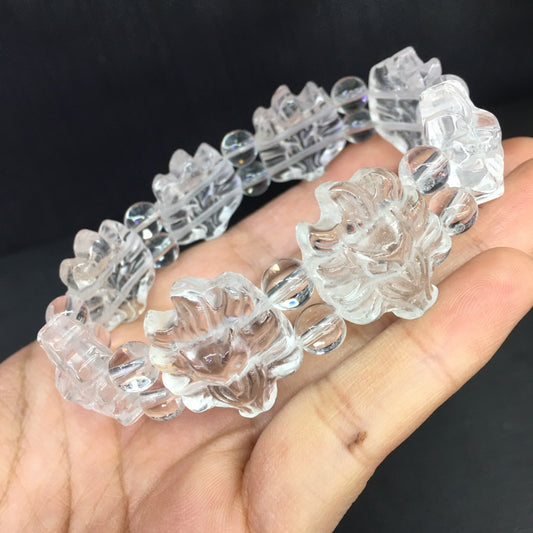 White crystal fox hand bracelet