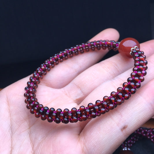 Garnet Braided Loop Bracelet