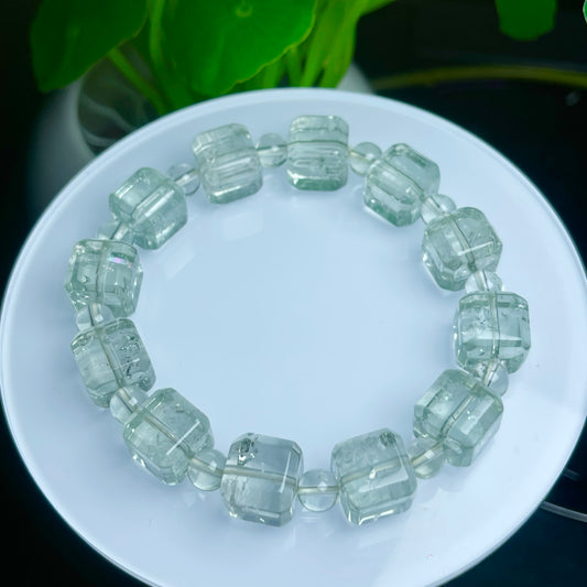 Green Crystal Sugar Cube Single Loop Crystal Bracelet