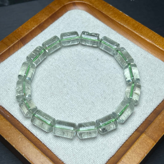 Green crystal barrel beads single loop crystal bracelet