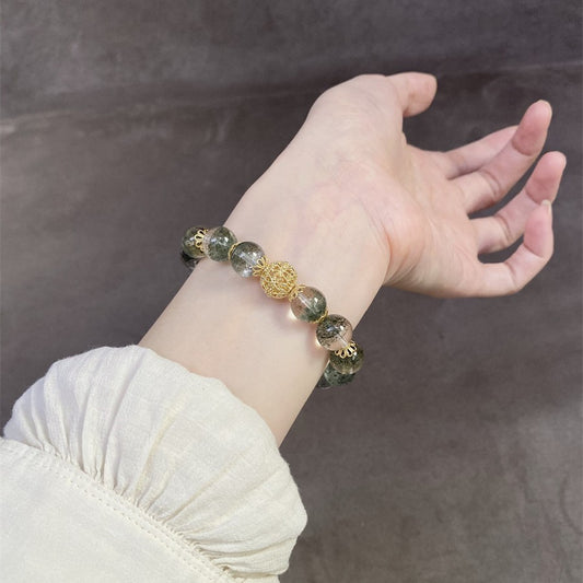 Natural crystal green ghost bracelet, simple and luxurious, versatile bracelet