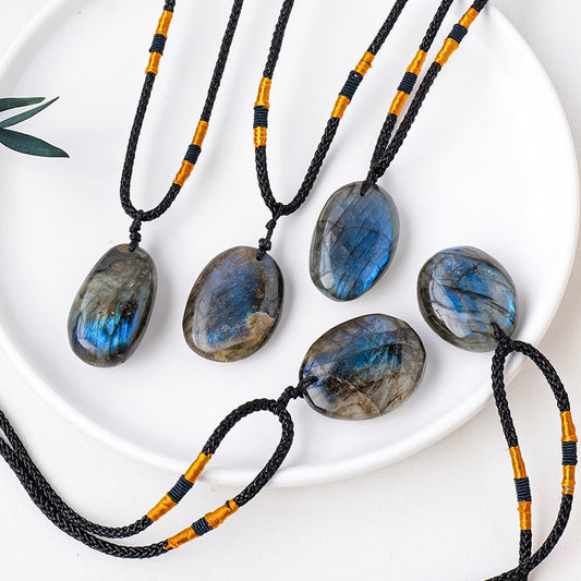 Natural Blue Light Moonlight Stretching Stone Pendant Necklace Pendant