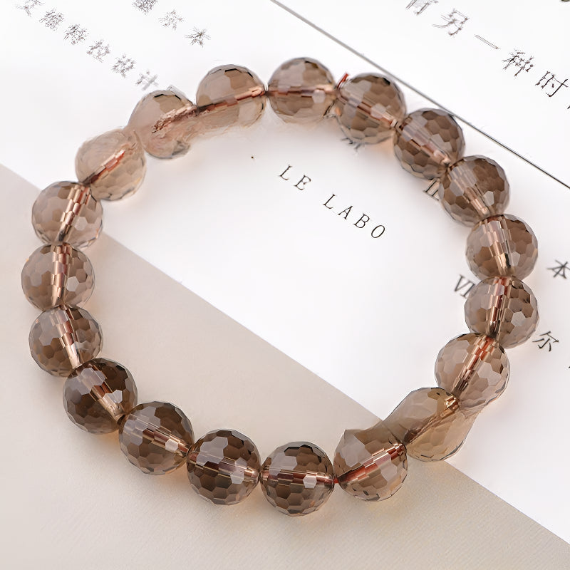 Natural tea crystal bracelet bracelet with cut surface bracelet