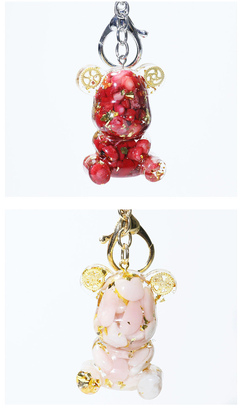 DIY Crystal hug bear keychain, Crystal drip glue keychain pendant