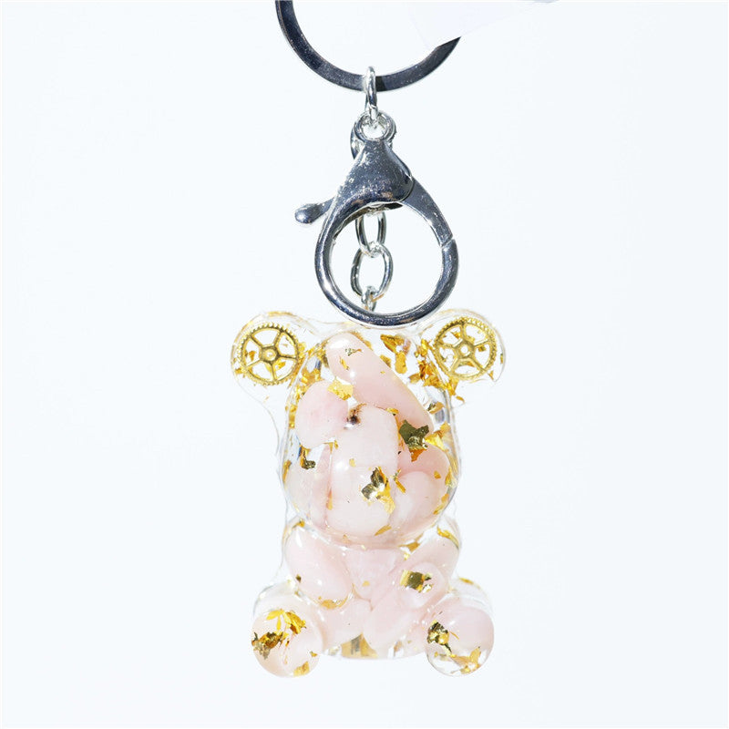 DIY Crystal hug bear keychain, Crystal drip glue keychain pendant