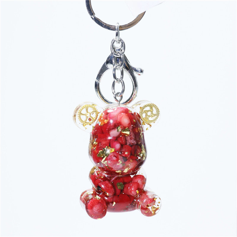DIY Crystal hug bear keychain, Crystal drip glue keychain pendant