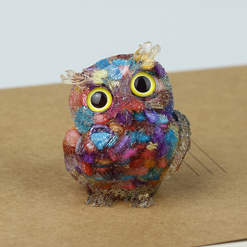 Natural crystal broken stone dropper owl ornament