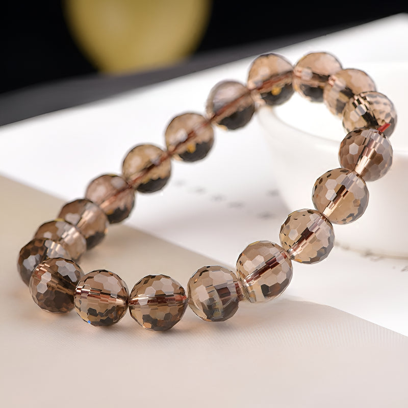 Natural tea crystal bracelet bracelet with cut surface bracelet