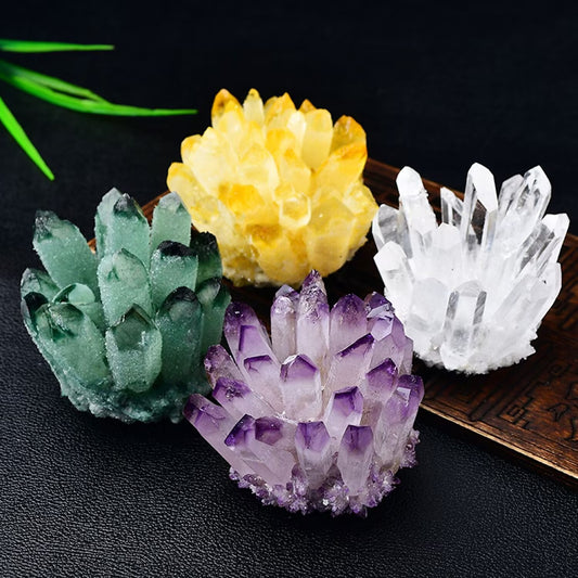 Natural purple yellow green white crystal ornament demagnetized ornamental ore