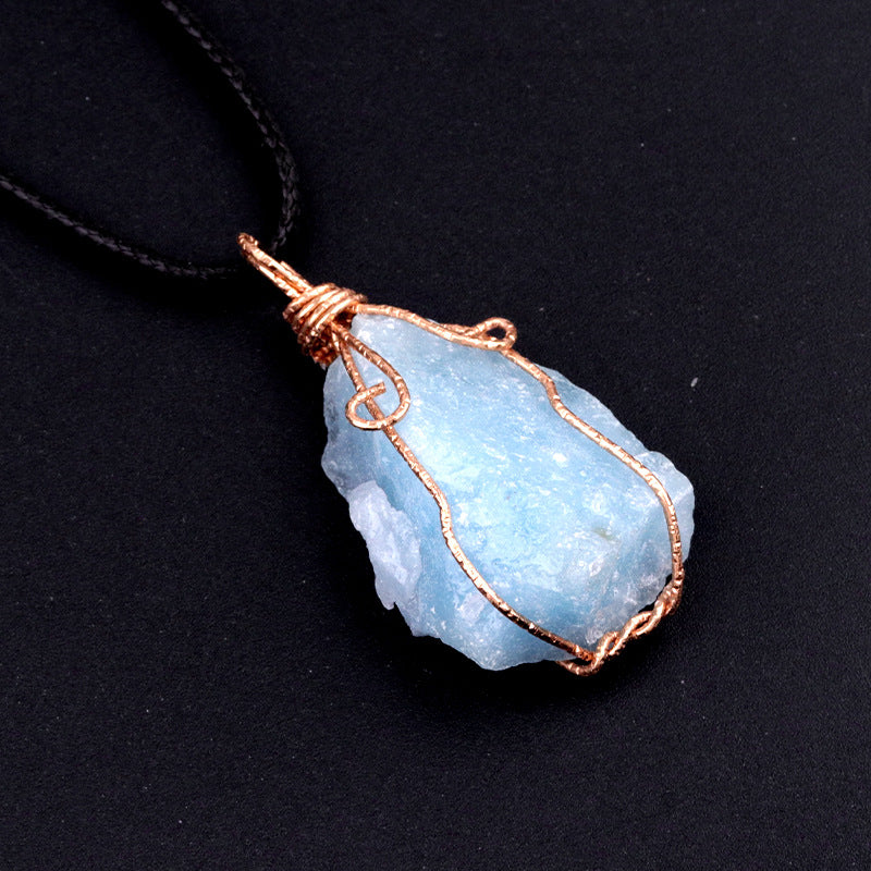 Yellow crystal original stone pendant, pink and white amethyst irregular stone necklace