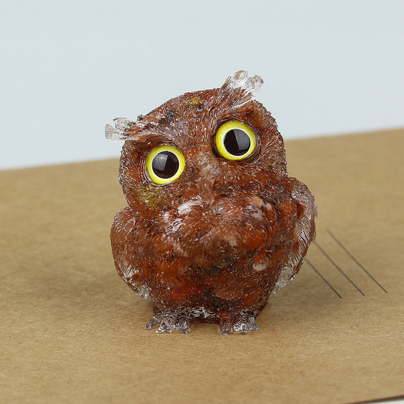 Natural crystal broken stone dropper owl ornament
