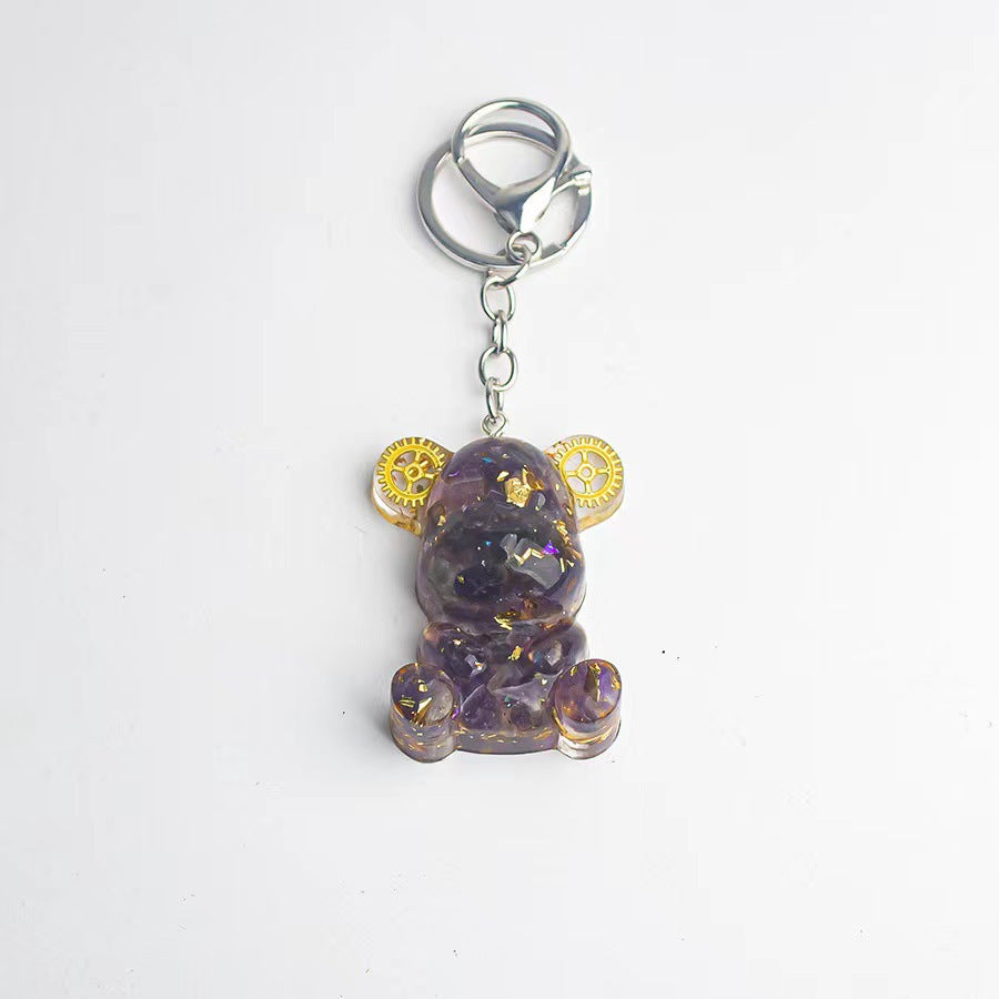 DIY Crystal hug bear keychain, Crystal drip glue keychain pendant